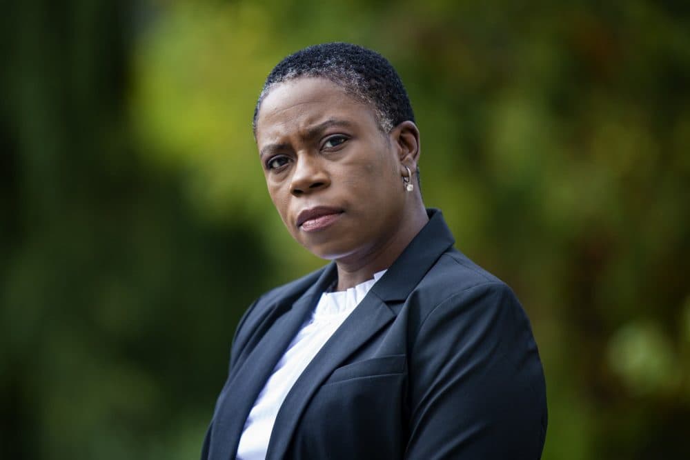Victoria Greer was placed on leave as superintendent of Sharon Public Schools in September. Greer has filed a complaint alleging the school committee racially discriminated against her. (Jesse Costa/WBUR)