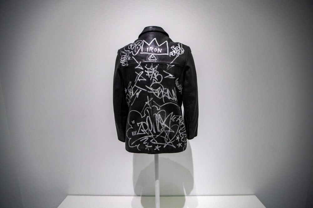 &quot;Leather Jacket&quot; tagged by Jean Michel-Basquiat. (Jesse Costa/WBUR)