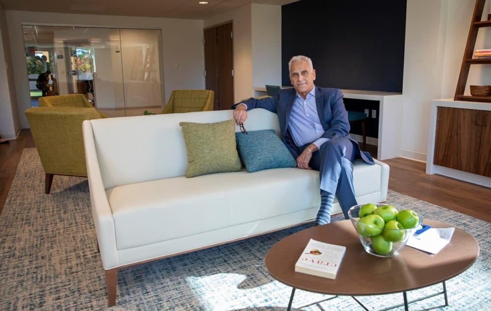 Clinical psychologist Stuart Koman, founder and CEO of Walden Behavioral Care, in the family space at the Center for Recovery in Dedham. (Robin Lubbock/WBUR)