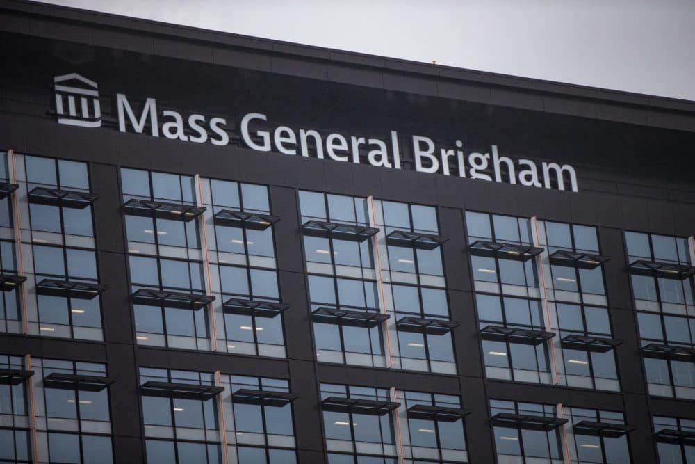 Mass General Brigham offices in Somerville. (Jesse Costa/WBUR)