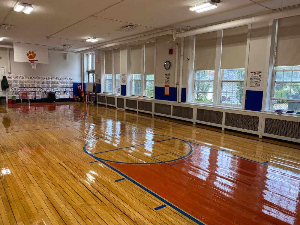 A small, well-kept gymnasium.