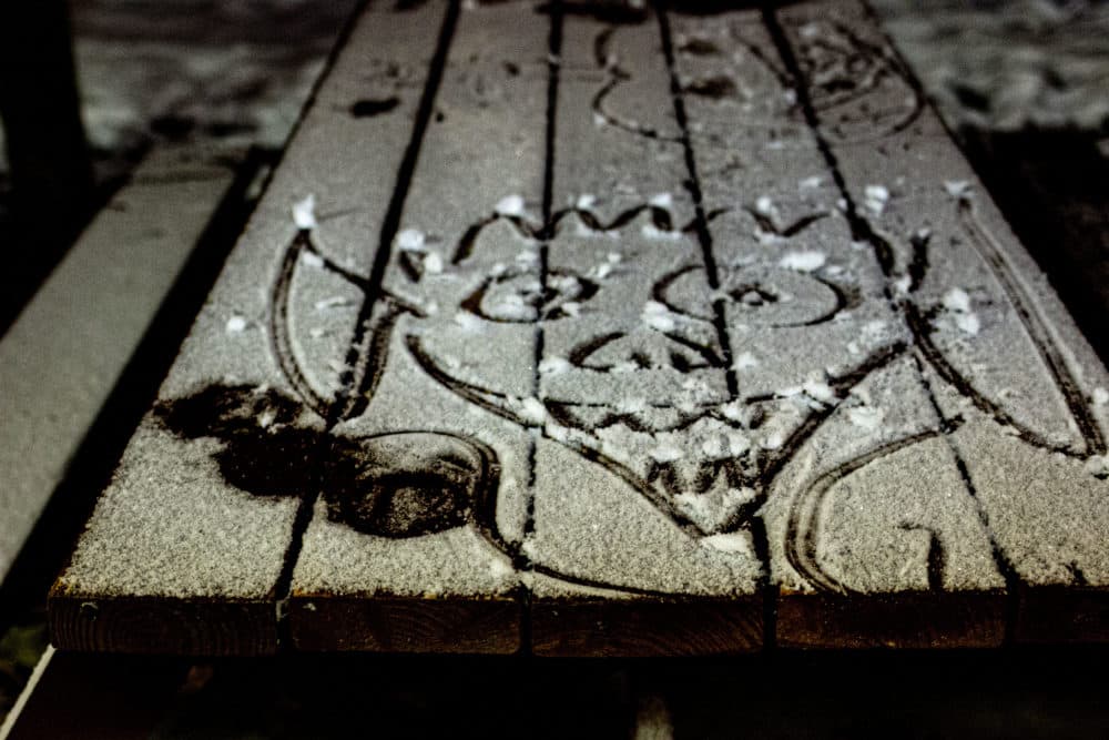 Some guests said the snow put too quiet a blanket of the spooky fall mood, while others leaned into it. (Jenn Stanley)