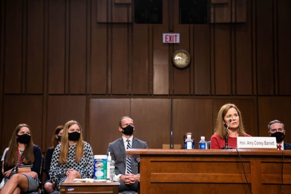Supreme Court nominee Judge Amy Coney Barrett testifies during day two of the Senate Judiciary Committee hearing on Capitol Hill in Washington October 13, 2020. (Demetrius Freeman/AFP via Getty Images)