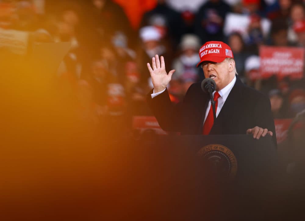 President Trump speaks during a campaign rally on October 17, 2020 in Muskegon, Michigan. (Rey Del Rio/Getty Images)