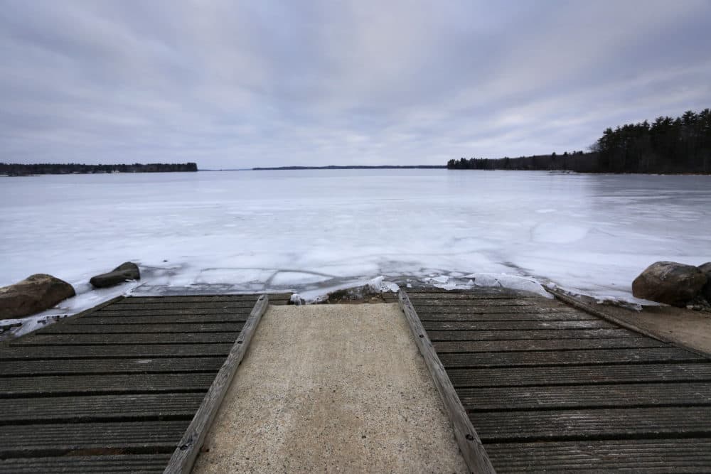 RAYMOND, ME - FEBRUARY 23: A view of Sebago Lake from Jorday Bay Boat Launch in Raymond on Tuesday, February 23, 2016. (Photo by Derek Davis/Portland Portland Press Herald via Getty Images)