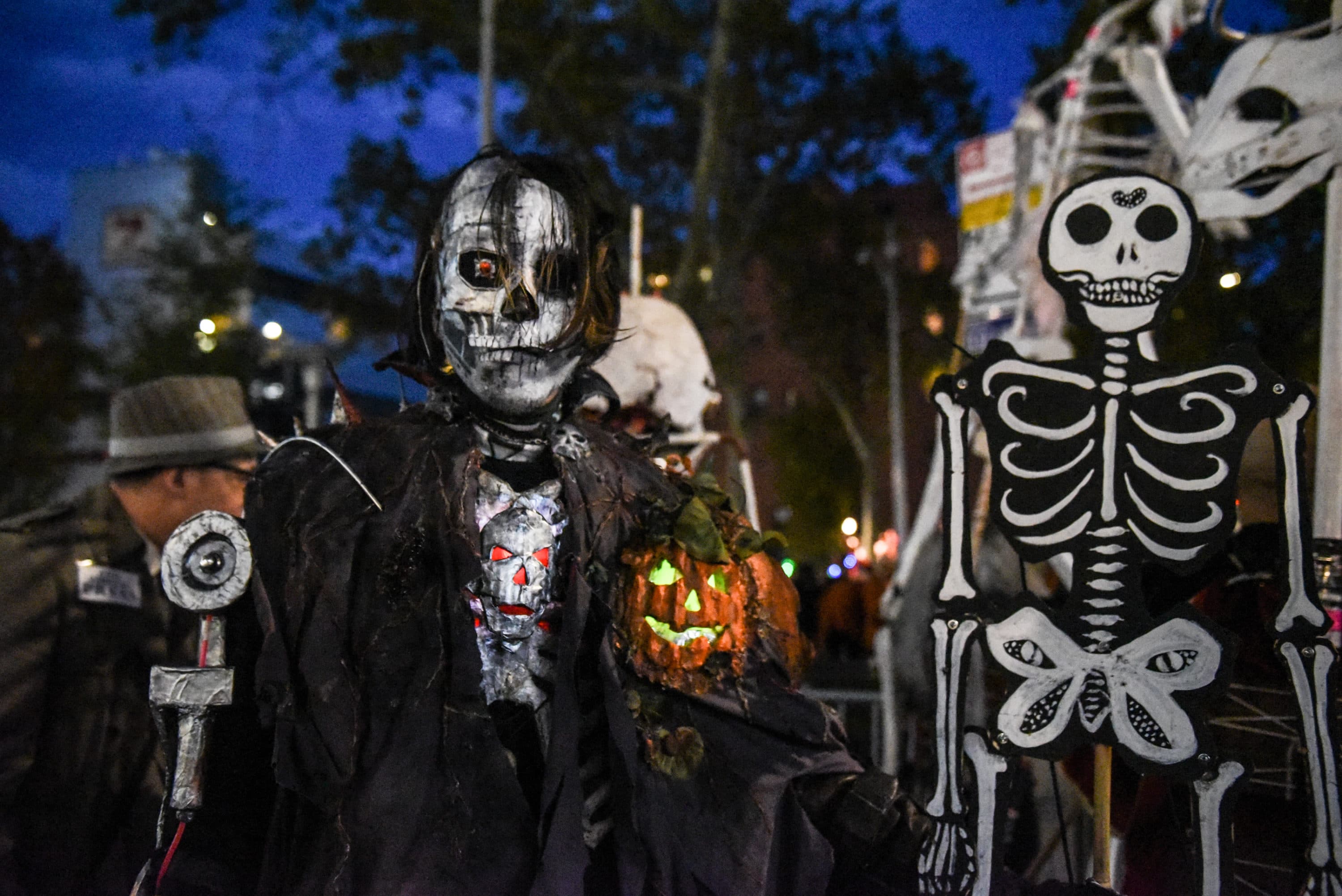 People in costumes participate in the annual Village Halloween parade on Sixth Avenue on Oct. 31, 2018 in New York City. (Stephanie Keith/Getty Images)