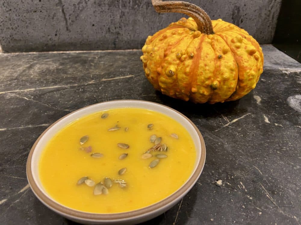 Pumpkin-coconut soup. (Kathy Gunst)