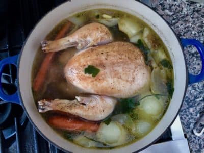 Chicken stock. (Kathy Gunst)