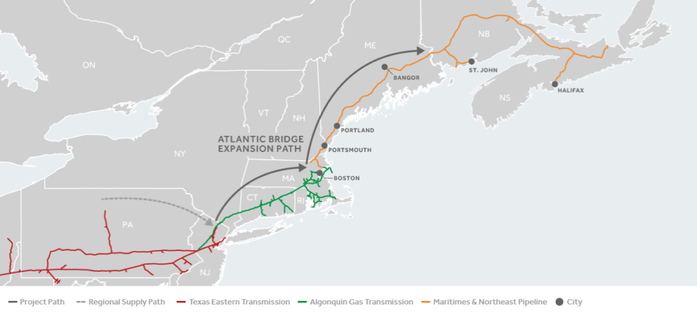 A map of the Atlantic Bridge Project. (Courtesy of Enbridge)