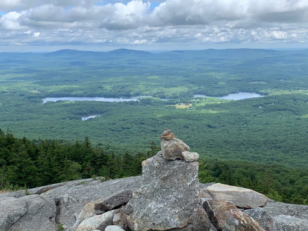 A view of Thorndike Pond, from thousands of feet up Mount Monadnock