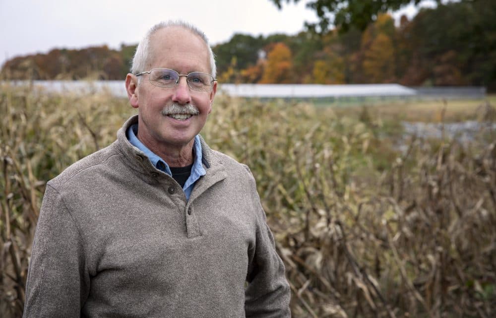 Paul Knowlton, at his farm in Grafton. (Robin Lubbock/WBUR)