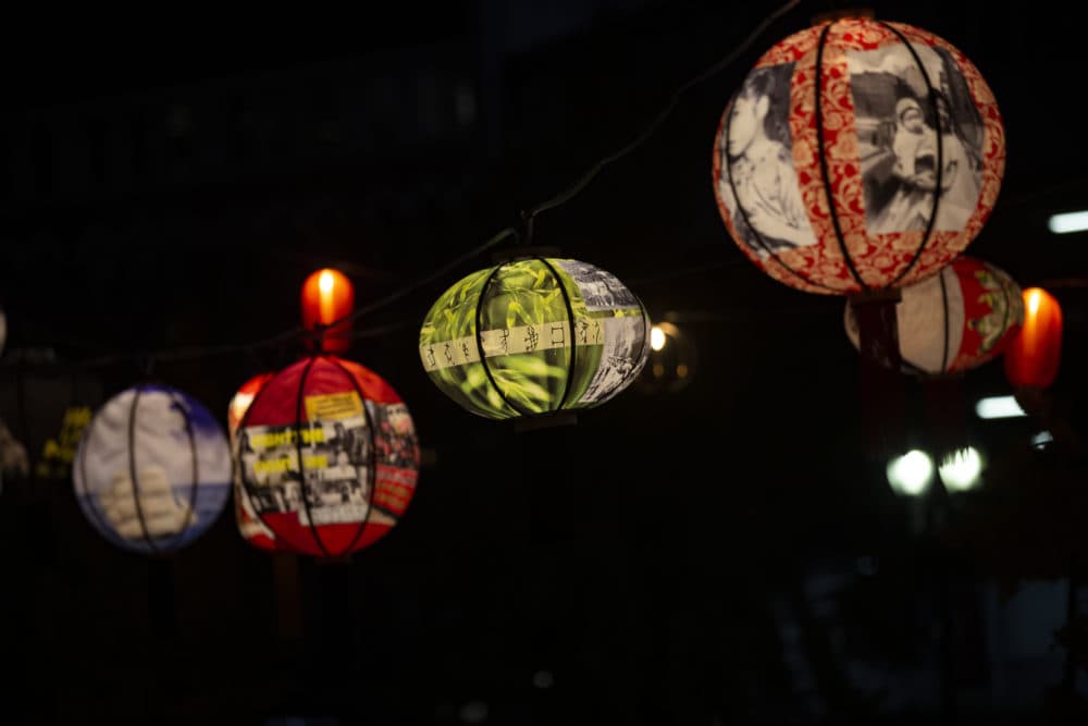 Another view of Yu-Wen Wu's installation &quot;Lantern Stories&quot; at the Rose Kennedy Greenway in Chinatown. (Jesse Costa/WBUR)