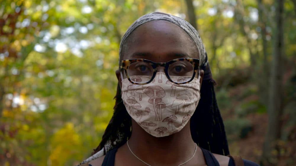 Maria Pinto leads groups into the woods on mushroom foraging trips. (Arielle Gray/ WBUR)