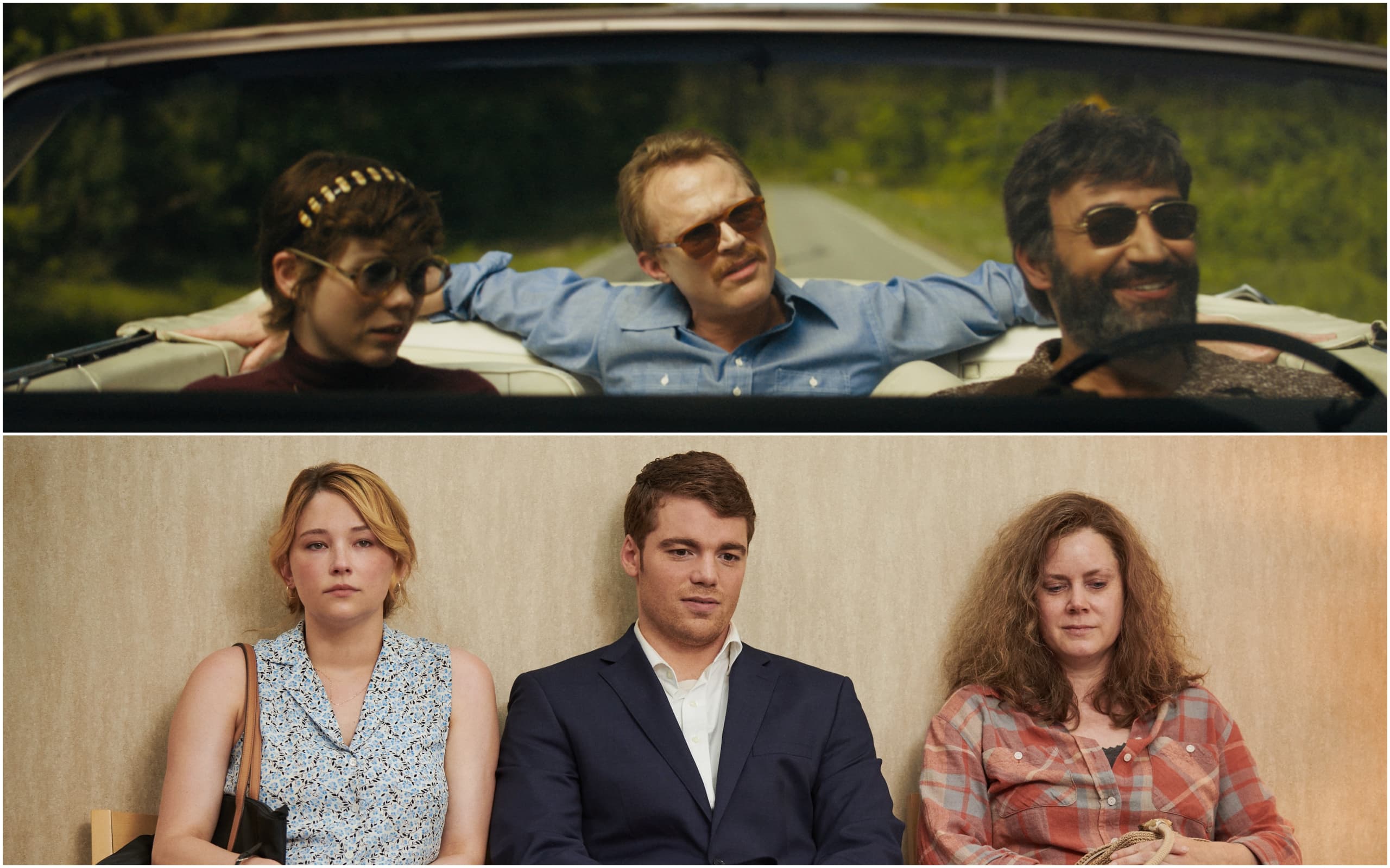 Top photo: Left to right, Sophia Lillis, Paul Bettany and Peter Macdissi in &quot;Uncle Frank.&quot; (Courtesy Amazon Studios) Bottom photo: Left to right:,Haley Bennett, Gabriel Basso and Amy Adams in &quot;Hillbilly Elegy.&quot; (Courtesy Lacey Terrell/Netflix)