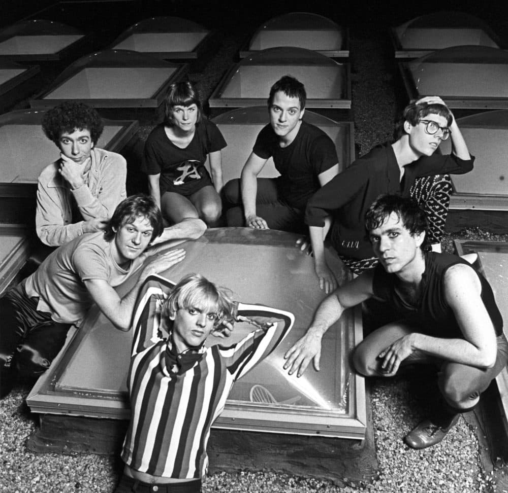 The band Human Sexual Respose, clockwise from the bottom: Windle Davis in a striped shirt, Chris Maclachlan, Larry Bangor, Casey Cameron, Malcolm Travis, Rich Gilbert and Dini Lamot. (Courtesy Michael Grecco)