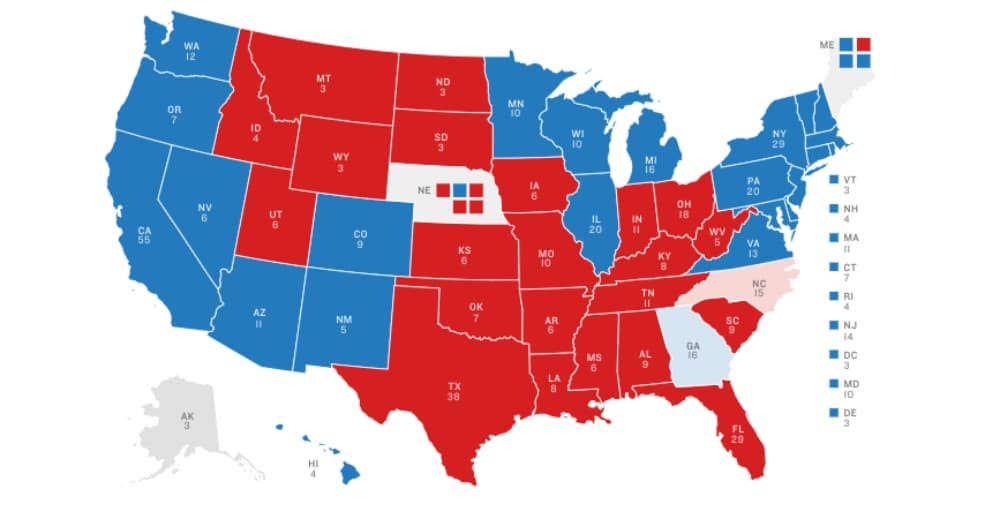 2020 Presidential Prediction Map Explainer: Why Ap Hasn't Declared Who Won In Georgia Or North Carolina Yet  | Wbur News