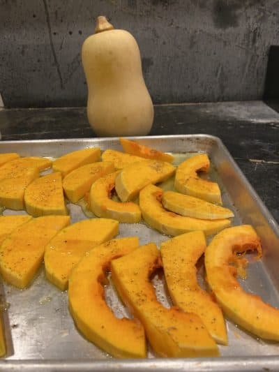 Roasted winter squash with maple-cider glaze. (Kathy Gunst)