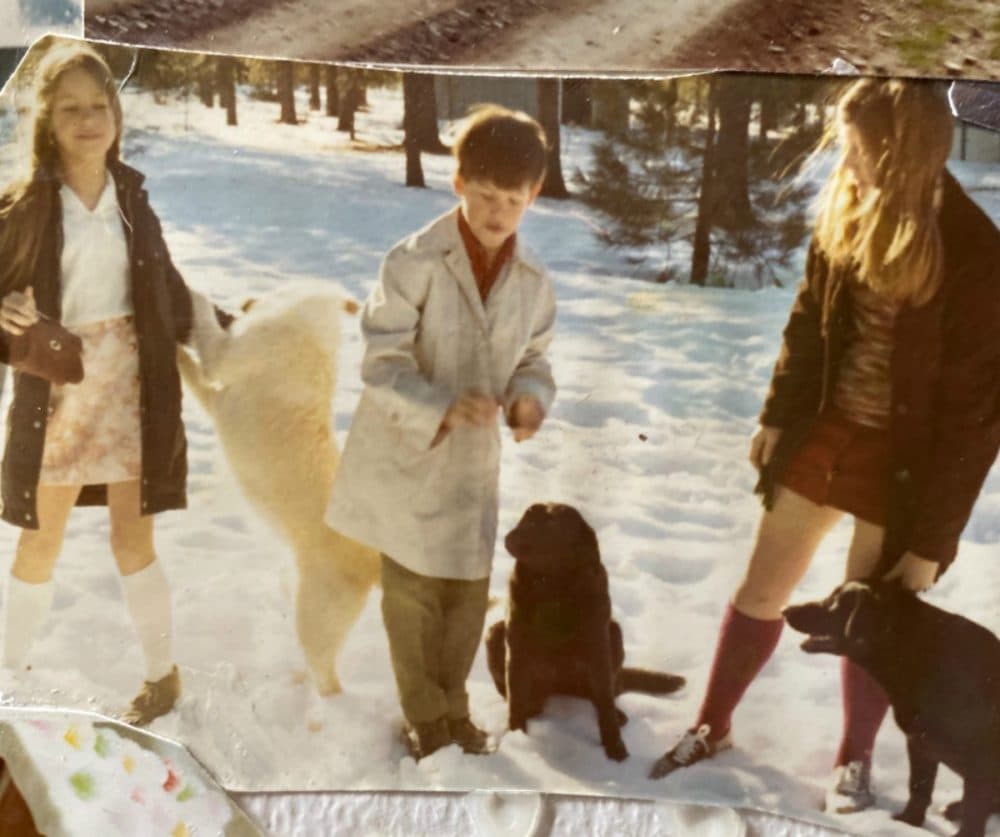 The author, far left, with siblings and dogs, Chattaroy, Washington, circa 1972. (Courtesy Leigh Gilmore)