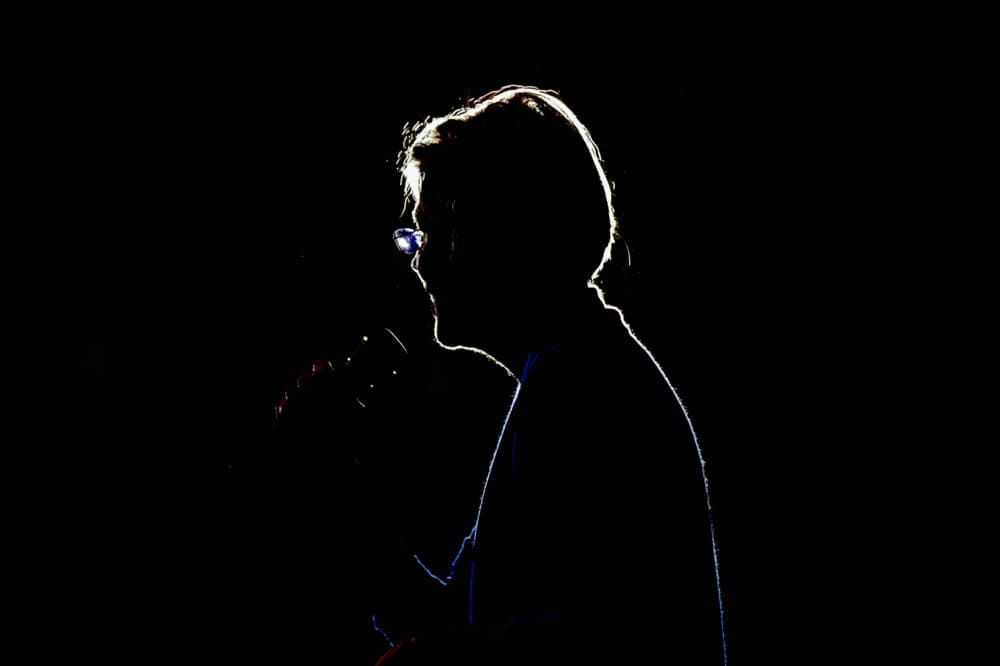 Presidential candidate Elizabeth Warren speaks to supporters during a campaign event in Iowa in 2020. (Jesse Costa/WBUR)