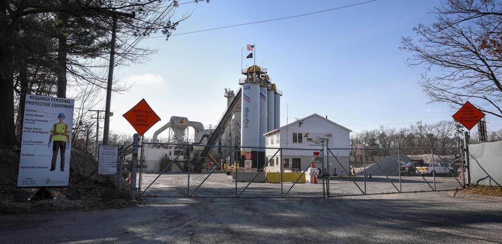 The entrance to Palmer Paving Corporation's site in Springfield. (Robin Lubbock/WBUR)