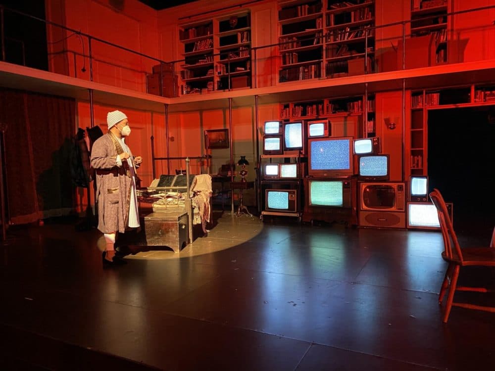 Joe Wilson Jr. as Scrooge during filming of Trinity Rep's production of &quot;A Christmas Carol.&quot; (Courtesy Amanda Downing Carney)