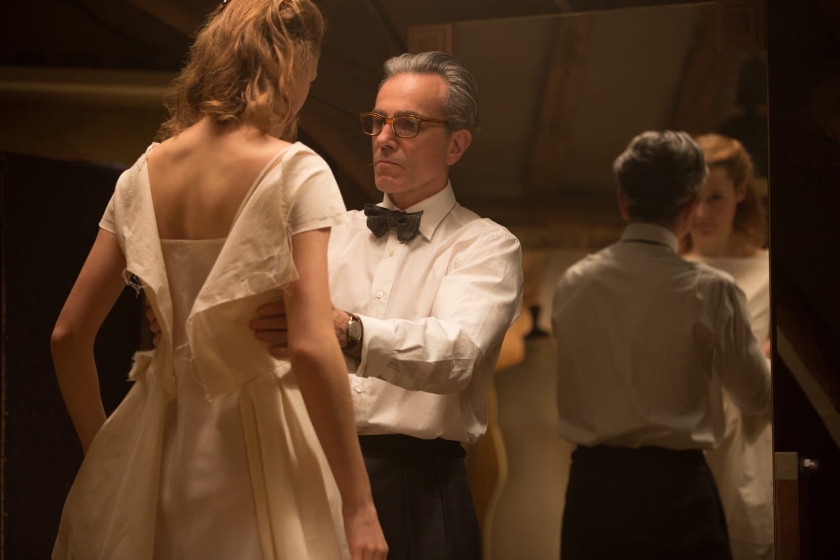 Vicky Krieps as Alma and Daniel Day-Lewis as Reynolds Woodcock in "Phantom Thread," one of six films ARTery critic Sean Burns recommends streaming on New Year's Eve. (Courtesy Laurie Sparham/Focus Features)