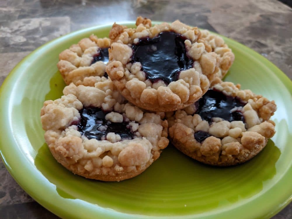 Dorie Greenspan dreamed up these Classic Jammer cookies while in Paris, baking them as soon as she woke up. (Chris Citorik/WBUR)