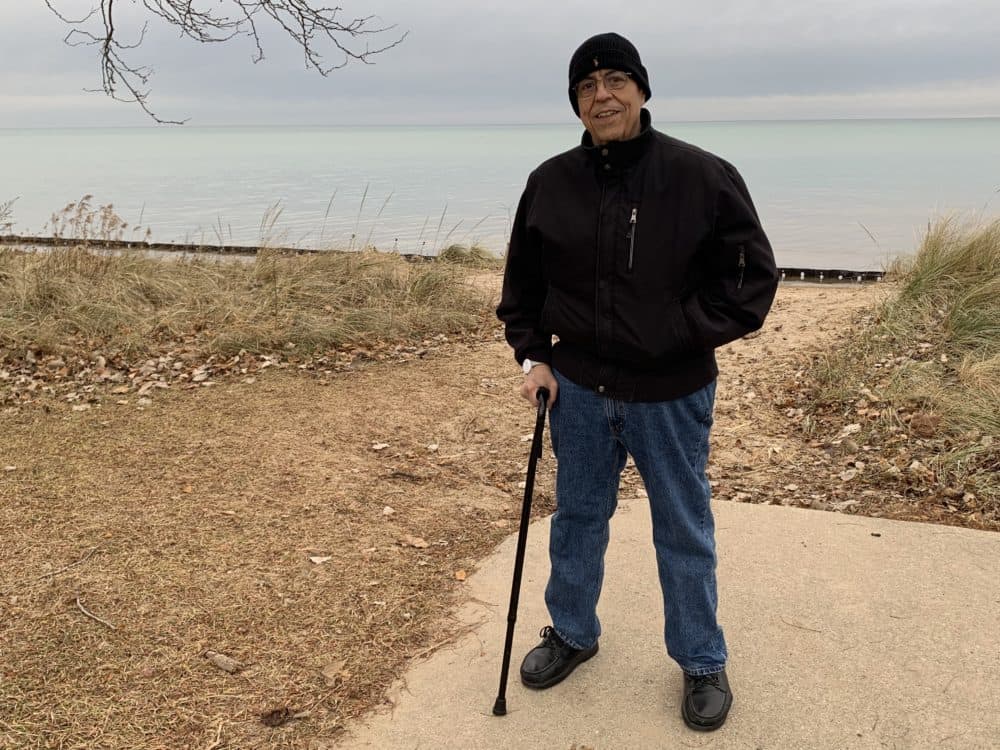 Norm Sack at the shore of Lake Michigan in November 2019. Apart from family dinners and visits to his memory care facility, this was the last outing daughter Katie Colt took with her dad, just the two of them. (Courtesy)
