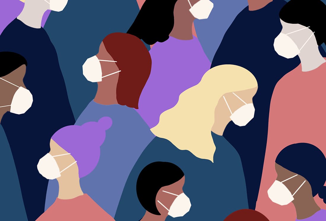 Illustration of people wearing face masks. (Getty Images)
