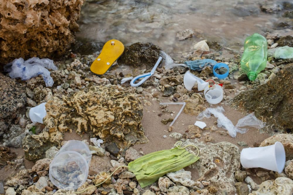 Plastic debris and face masks on the beach in the Red Sea in Egypt. (Andrey Nekrasov/Barcroft Media via Getty Images)