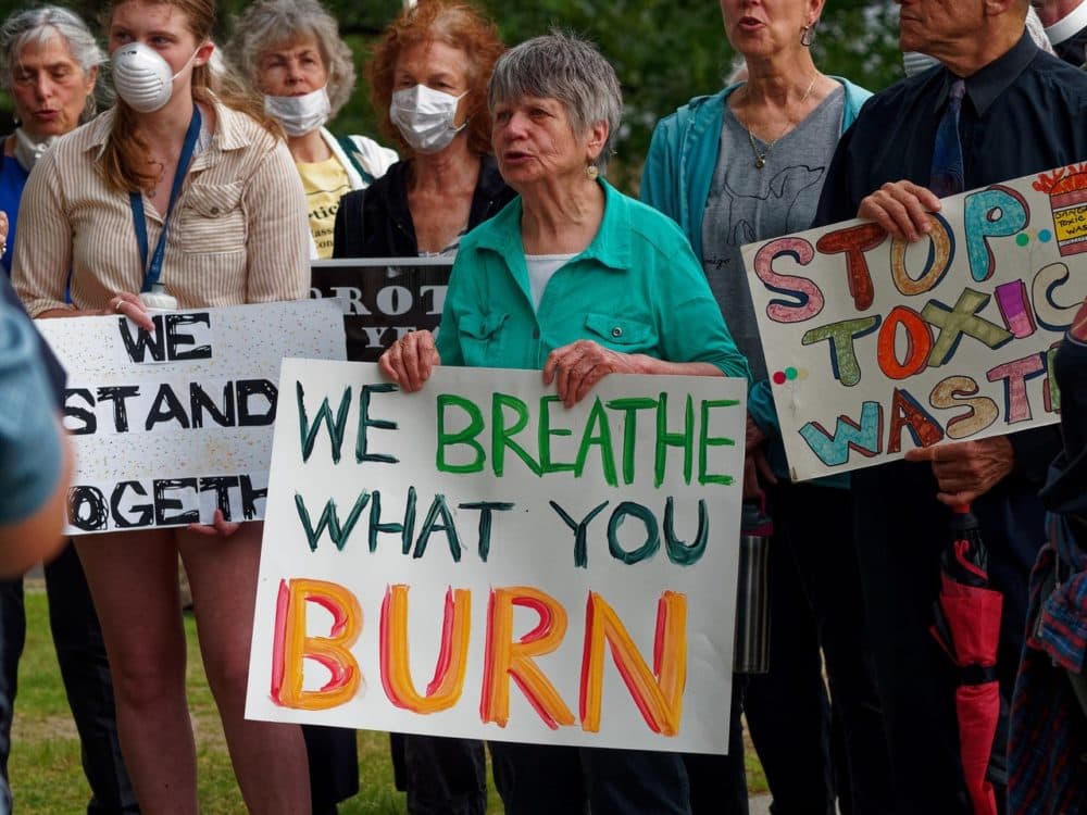 A 2019 protest in Springfield against the Palmer plant. (Courtesy of Rene Theberge)