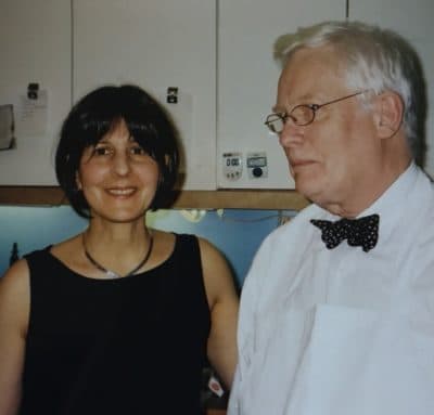 The author and her husband, Eric Schoonover, in their Cambridge, Mass. kitchen a few days before the “goose” Christmas in December 2002. (Courtesy)