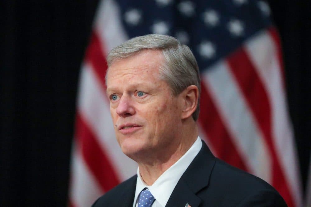 Gov. Charlie Baker speaks in November. (Matthew J. Lee/The Boston Globe via Getty Images)