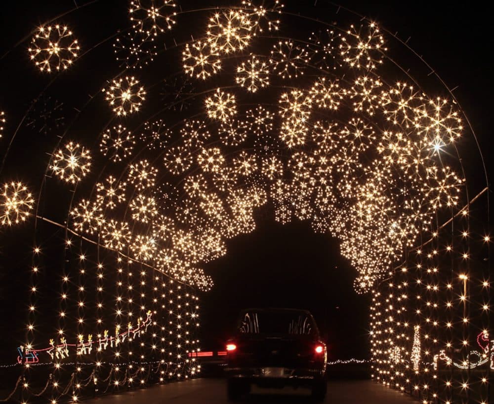 A tunnel of snowflake lights at the Marshfield Holiday Light Show. (Courtesy BOLD Media)