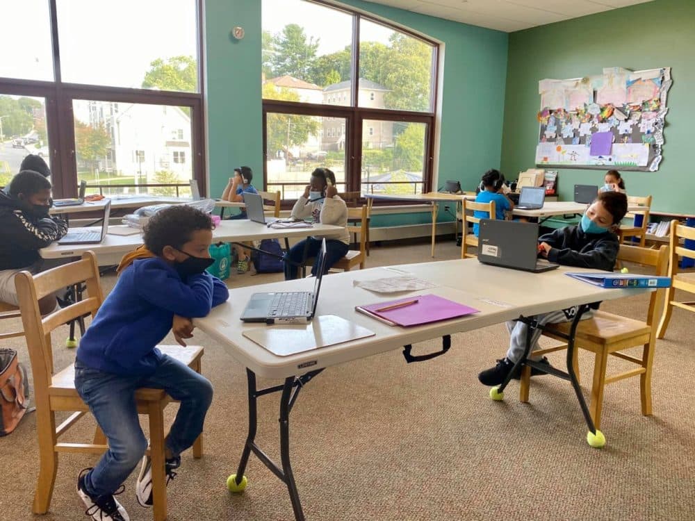 A "learning hub" operated by Boys & Girls Club of Worcester, where kids can connect to remote learning and receive support from center staff (Courtesy)