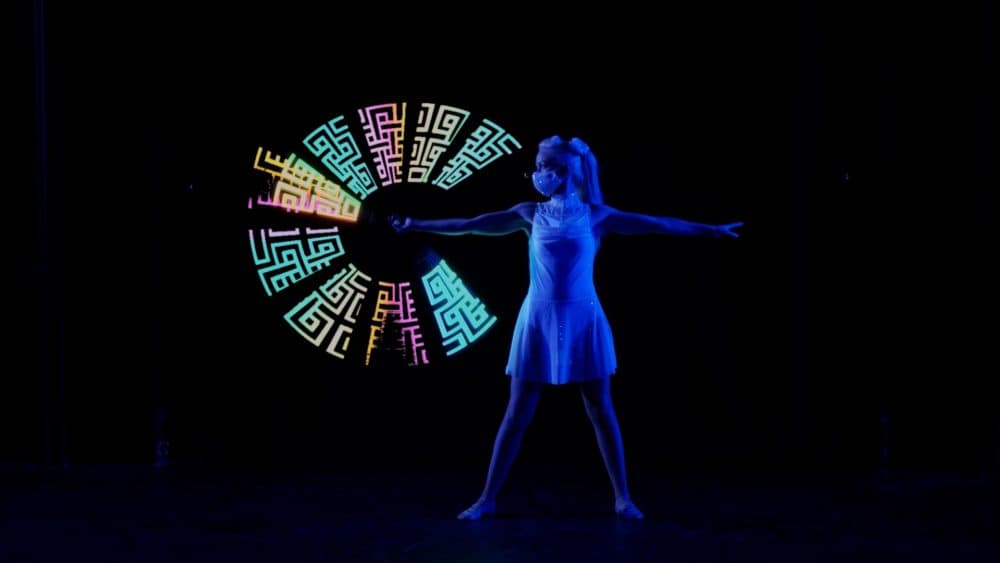 Boston Circus Guild member Liz Knights performing during &quot;Keep the Light On.&quot; (Courtesy The Loop Lab)
