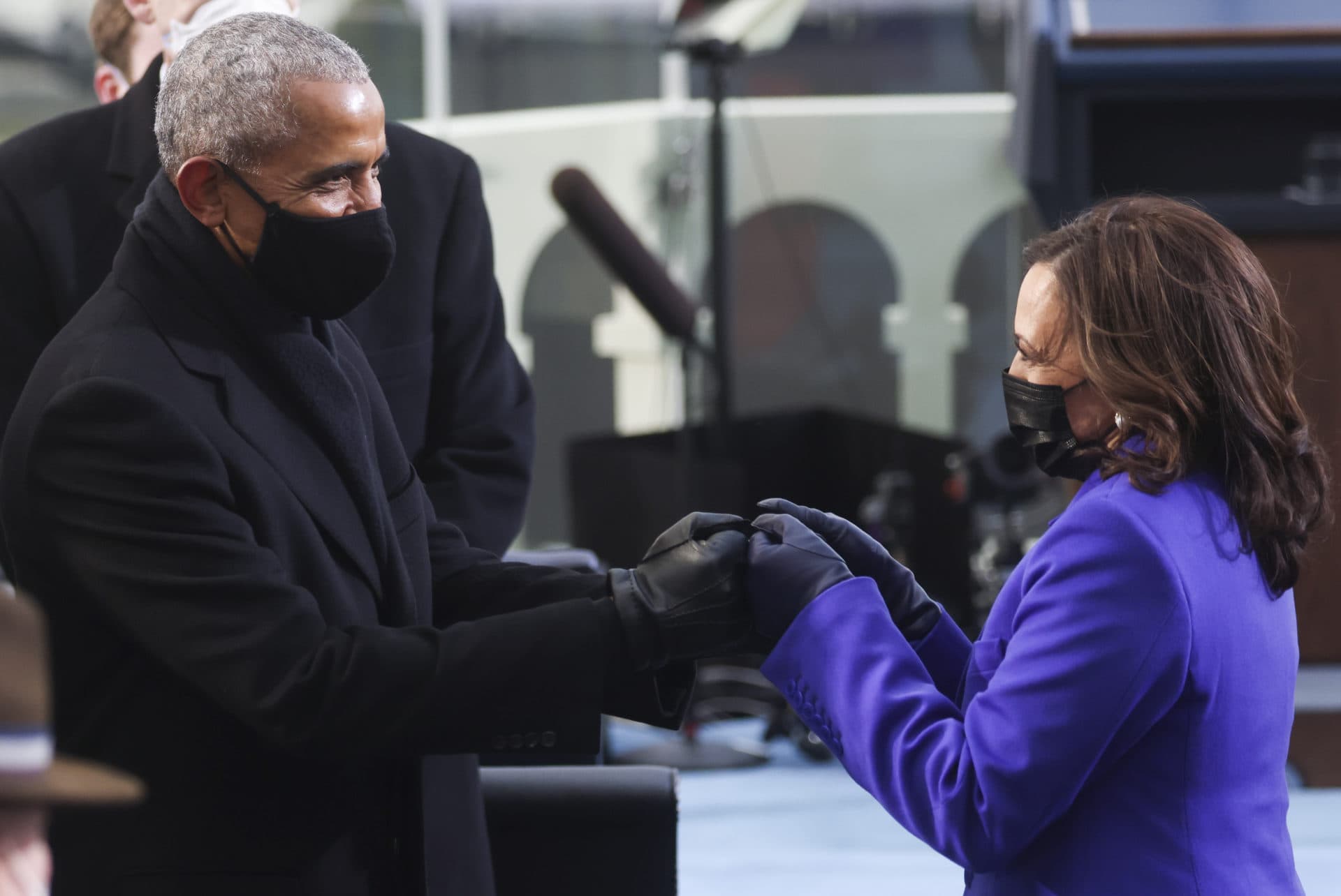 Former President Barack Obama greets Vice President-elect Kamala Harris. (Jonathan Ernst/Pool Photo via AP)