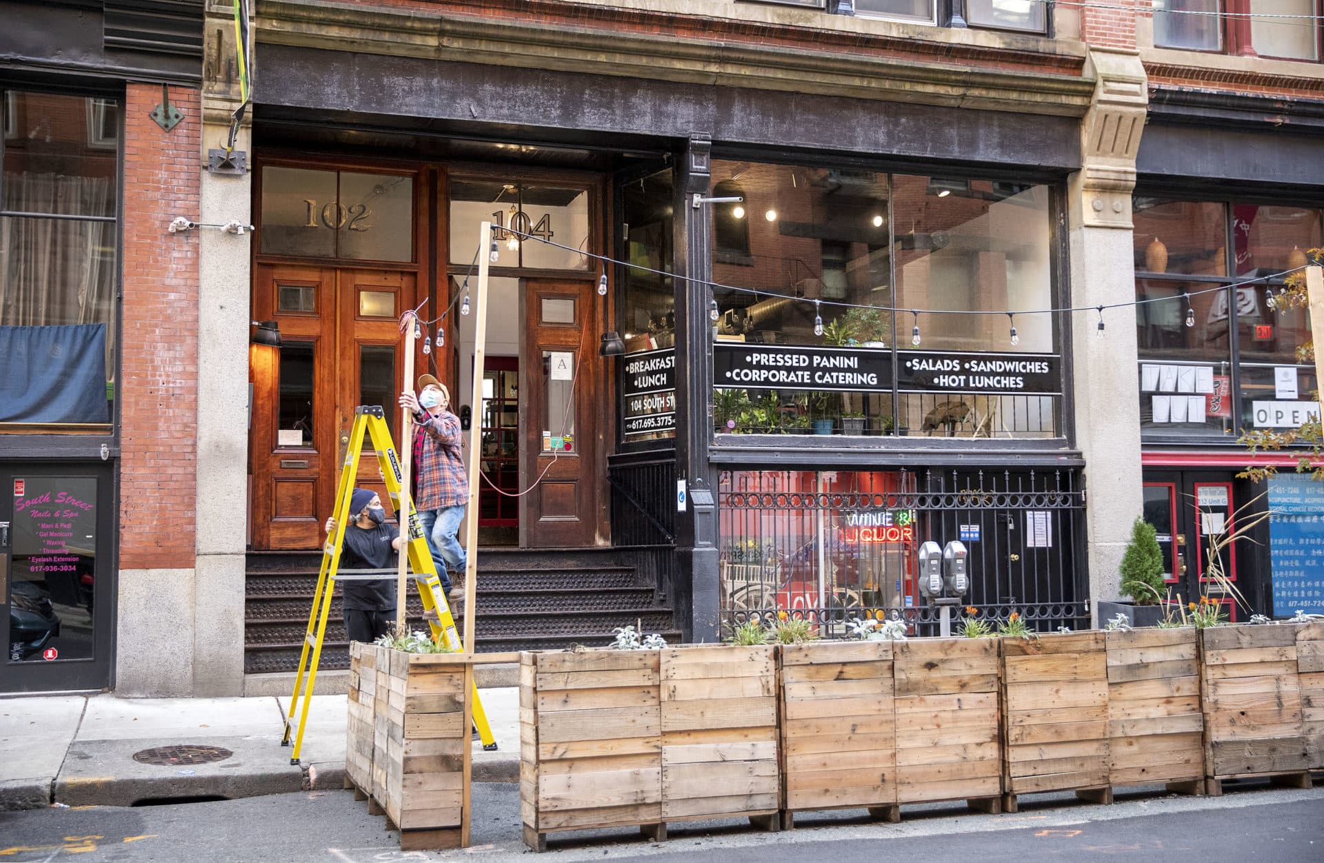 The Cafe received some funds from the city to build an outdoor seating space, Valdez said, but that did not make up for the loss of the downtown office crowd. (Robin Lubbock/WBUR)