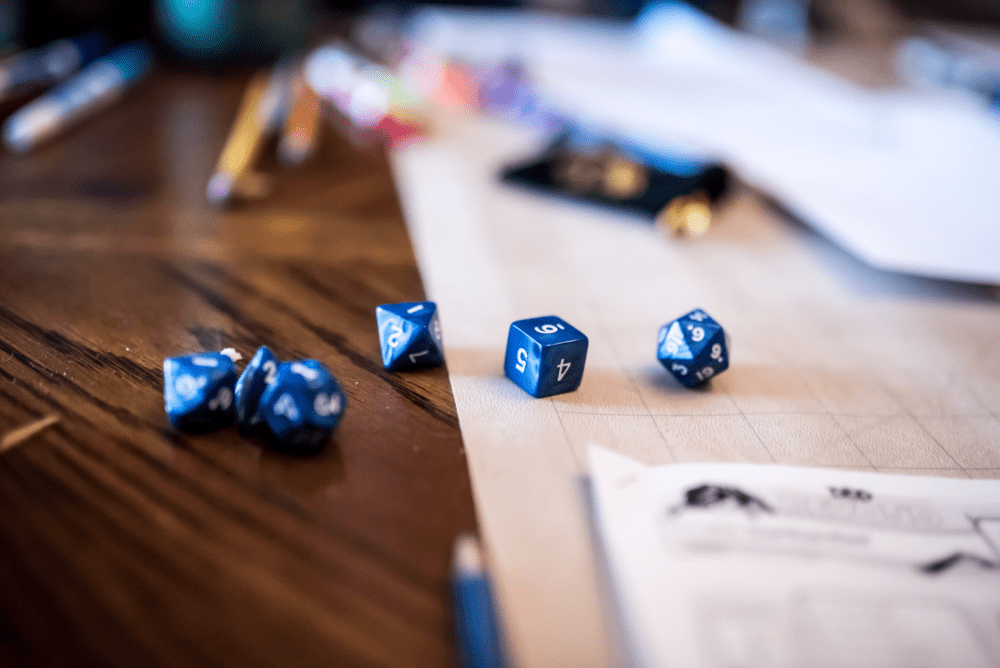 Dice, pencils and gameplay for Dungeons &amp; Dragons. (Danielle Donders/Getty Images)