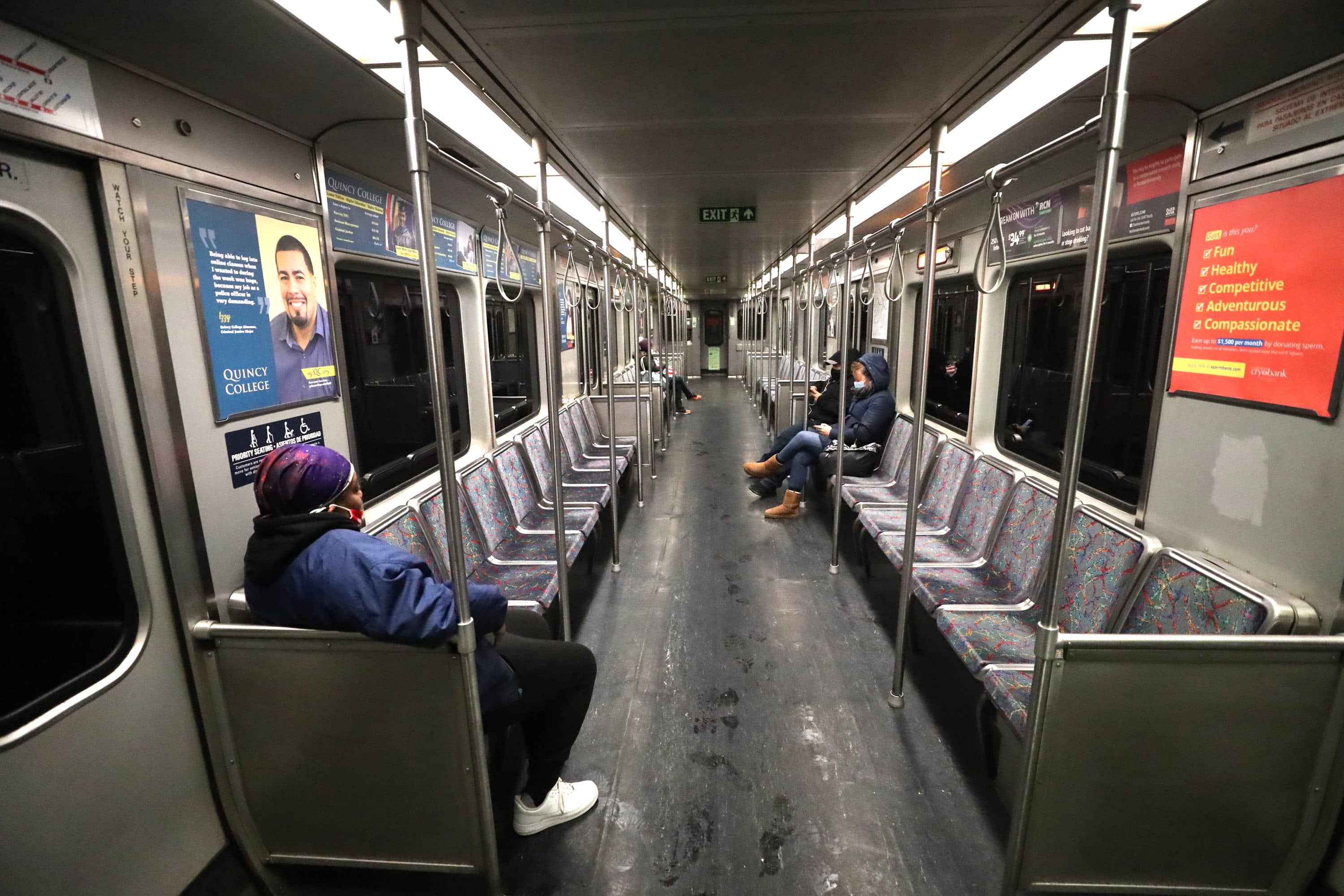 The MBTA Red Line train heads toward South Station in Boston on Dec. 7, 2020. (David L. Ryan/The Boston Globe via Getty Images)