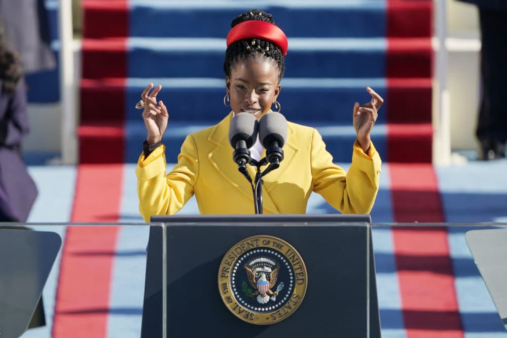 American poet Amanda Gorman reads a poem during the the 59th inaugural ceremony on the West Front of the U.S. Capitol on January 20, 2021 in Washington, DC. (Patrick Semansky-Pool/Getty Images)