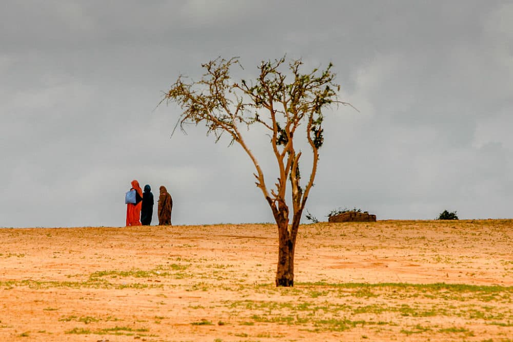 A refugee camp in Touloum in Chad, close to the Sudanese border. More than 23,000 refugees from Darfur, mainly women and children, live in the camp. Some scholars believe that the conflict in Darfur was exacerbated by climate change. Farmers and herders are pitted against each other over diminishing pasture and resources. (Orjan F. Ellingvag/Corbis via Getty Images)