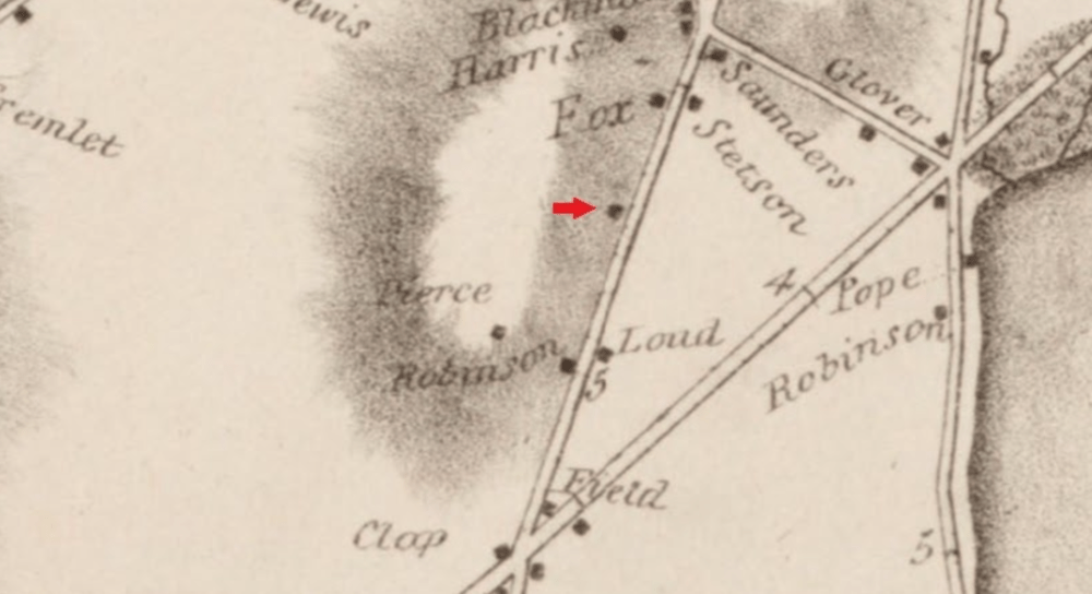 An 1831 map of Dorchester shows an undeveloped area where John Pierce would later build a house. That patch of land, located at 151 Adams St., is where the sinkhole in Ronan Park is. (City of Boston Archaeology Program)