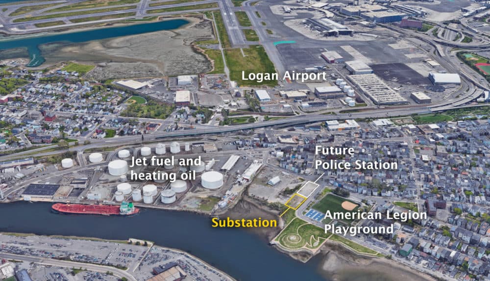 The location of the proposed electrical substation in East Boston (Jesse Costa/WBUR)