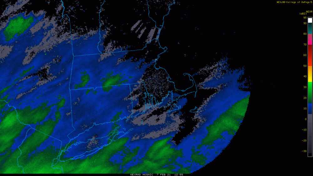 The radar shows snow moving steadily northeast on Sunday morning. (Courtesy COD Weather)