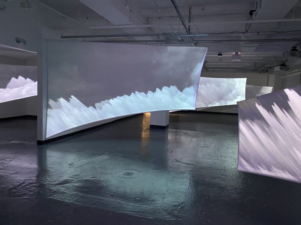 Installation view of Georgie Friedman's &quot;Hurricane Lost&quot; at the Emerson Contemporary's Media Art Gallery. (Courtesy Leonie Bradbury)