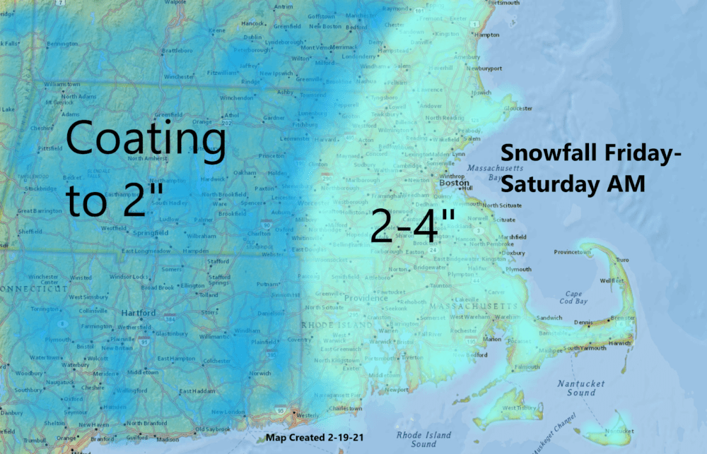 New snowfall from early Friday through early Saturday will not be heavy. (Dave Epstein)