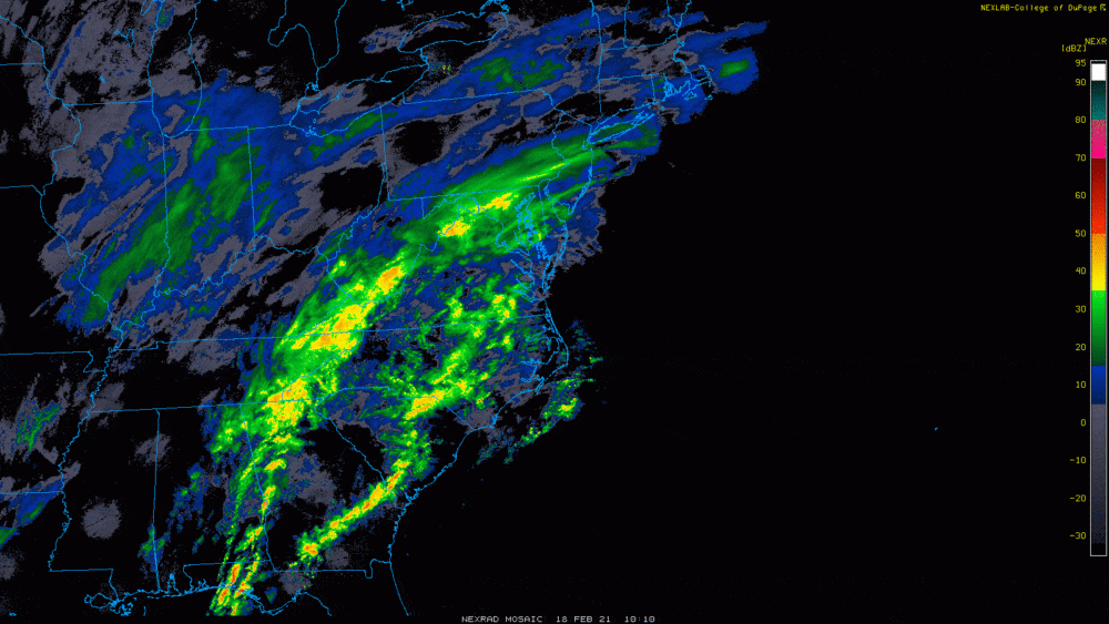 Radar shows precipitation moving northeastward early Thursday morning. (COD Weather)