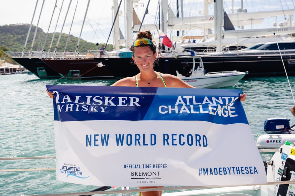 Jasmine Harrison set a new world record for the youngest female solo rower to row any ocean after completing the Talisker Whisky Atlantic Challenge. (Atlantic Campaigns)