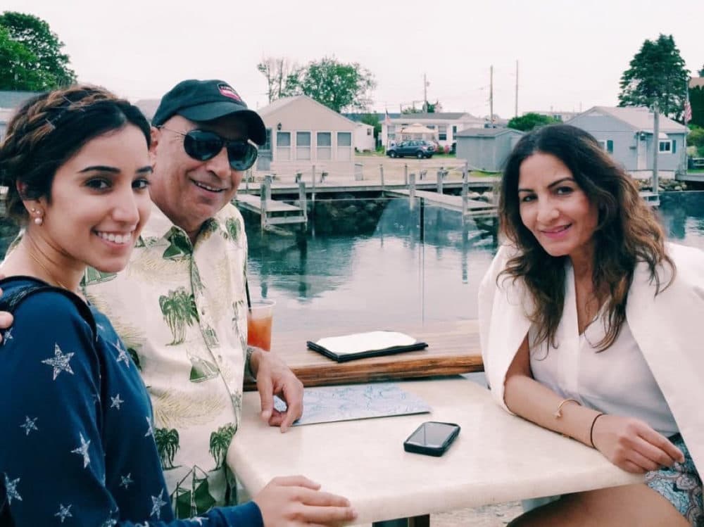 Noreen, pictured with her parents, Salman and Nina, at Matunuck Oyster Bar, 2017. (Courtesy)